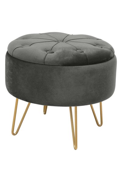 MyOfficeShop Taburet Caro cu spațiu de depozitare, tapițat cu catifea, 38x33 ...