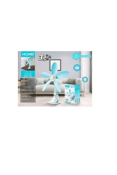 HOOMEI Ανεμιστηράκι HM-8125B 7W Μπλε Περιστρεφόμενο για Γραφείο Ρεύματος