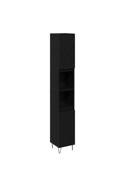 vidaxl Dulap de Baie Stejar Negru 30 x 30 x 190 cm Lemn prelucrat
