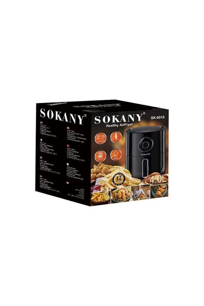 SOKANY Φριτέζα Αέρος 4lt SK-8019 Μαύρη, 1350W με Αποσπώμενο Κάδο