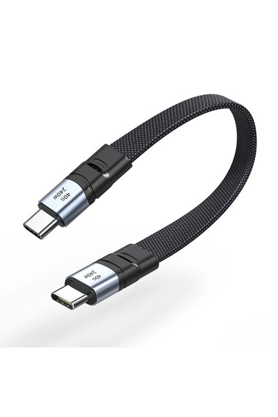 Generic كابل USB C إلى USB C قصير مسطح بطول 20 سم/8 بوصة، كابل من النوع C إلى...