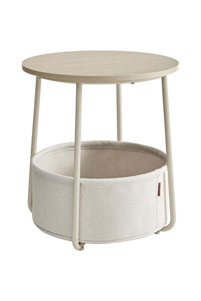 VASAGLE Masă de cafea rotundă cu coș din material textil, stil modern, 45x50c...