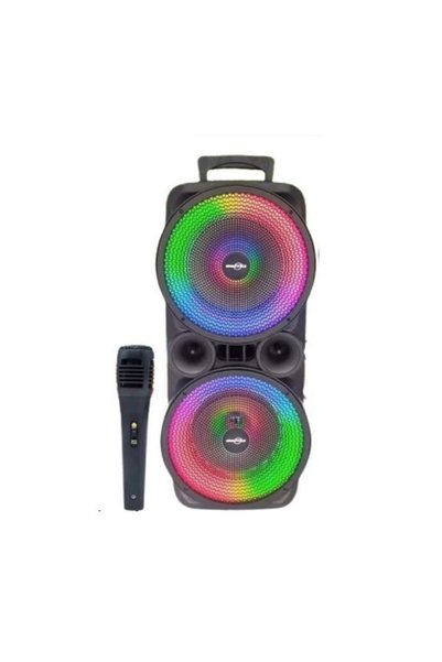 Gts Ηχείο Karaoke GTS-1569 8" x2 10W με μικρόφωνο, μαύρο, Bluetooth