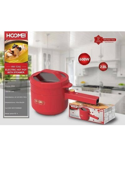 HOOMEI Πολυμάγειρας HM-5342 600W, 2lt, Κόκκινος – Πολλαπλές Λειτουργίες