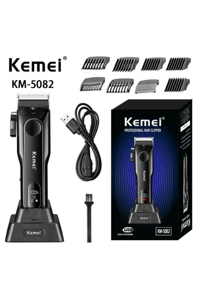 Kemei Κουρευτική μηχανή KM-5082 επαγγελματική σε μαύρο χρώμα