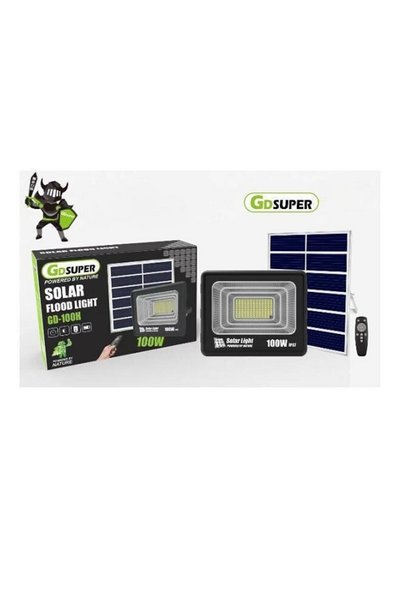 GDSUPER Ηλιακός Προβολέας LED 100W GD-100H, Αδιάβροχος IP67 με Ηλιακό Πάνελ &...