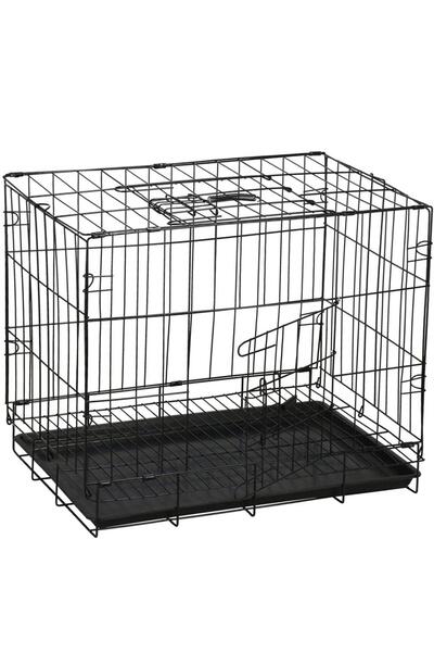 MyOfficeShop Cușcă pentru animale de companie, 2 uși, pliabilă din metal, M, ...