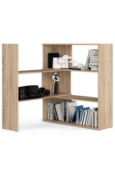 MyOfficeShop Etajeră de colț pentru cărți și decorațiuni, cu 3 rafturi, PAL l...