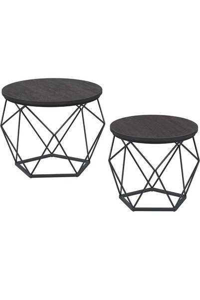 VASAGLE Set de 2 măsuțe de cafea, blat detașabil, stil industrial, 50x40cm și...