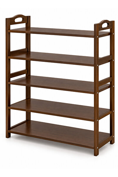 WAMIT 5-Tier Bamboo Shoe Rack Wooden Storage Organizer (60x25x87cm) - Space S...
