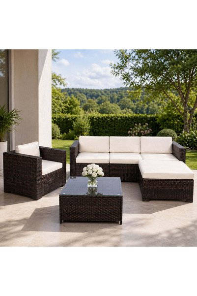 MyOfficeShop Set de mobilier de grădină din 6 piese, din technorattan, cu mas...