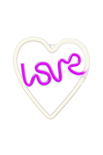 OEM Διακοσμητικό φωτιστικό Neon LED Light LOVE HEART μωβ λευκό NNE02 Neolia