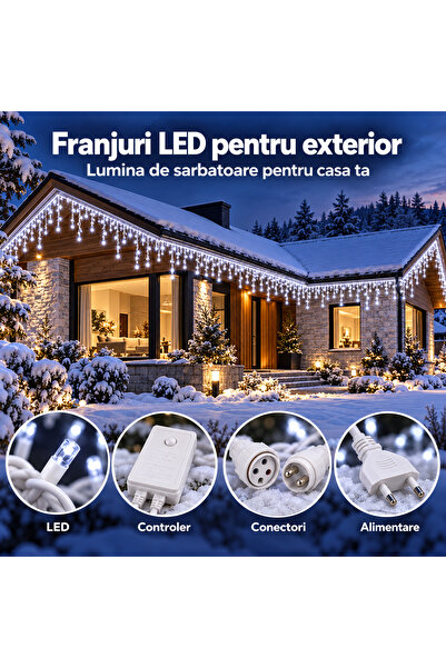 BellFyd Instalatie LED Craciun Exterior, Franjuri / Turturi, 50 m, 1000 LED-u...