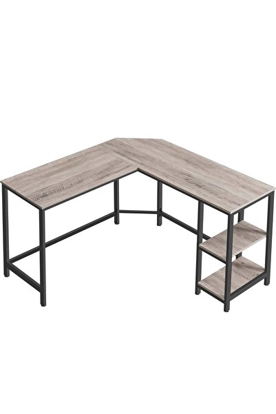 VASAGLE Birou de colț în formă de L cu 2 rafturi de depozitare, 138x138x75cm,...