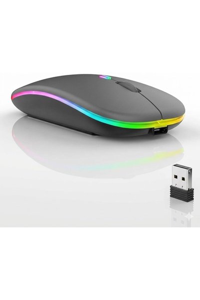 Generic ماوس لاسلكي بتقنية البلوتوث، نحيف مع إضاءة LED، وضع مزدوج (بلوتوث 5.1...