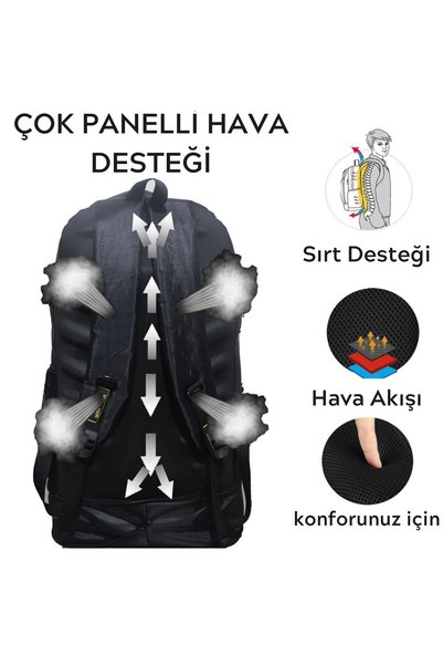 FARMAFA Mountainer 55+10 Liter Gusseted Black Waterproof Multi-Pocket Travel-Mountaineering-Camping Backpack