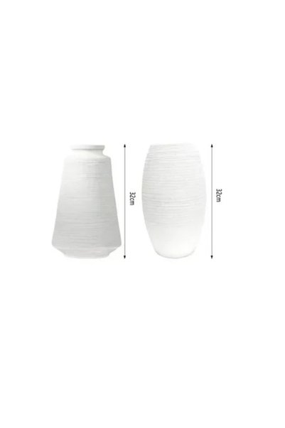OEM Επιτραπέζια διακοσμητικά βάζα 32+32 εκ. 80990 σε λευκό χρώμα