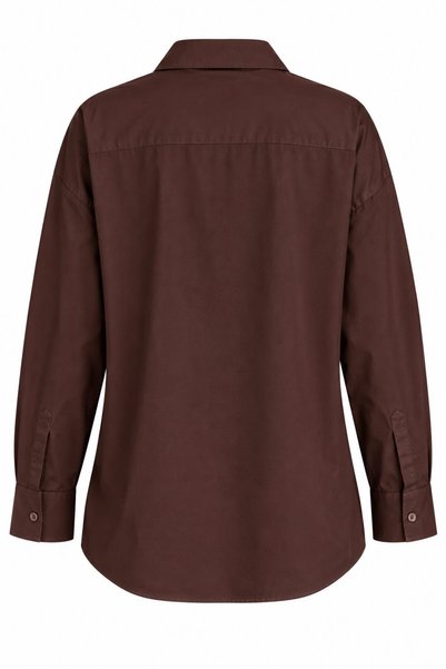 Laluvia Kahverengi Oversize Gömlek - 2y5310