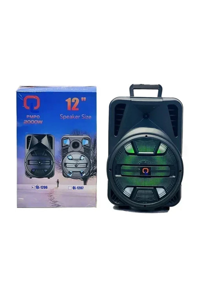 OEM Φορητό ηχείο με λειτουργία καραόκε 12” QL-1206 σε μαύρο χρώμα