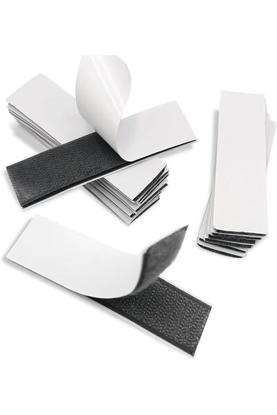 Generic 20 PCS Hook and Loop Tape Strips, 3x10cm Heavy Duty Self-Adhesive Str...