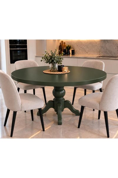 Genel Markalar Lüks Yuvarlak Yemek Masası - 1. Kalite 18 mm Kabartmalı MDF Ta...