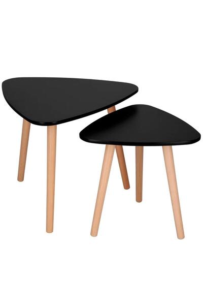 MyOfficeShop Set de 2 măsuțe de cafea, ovale, 54x45 cm și 41x40 cm, blat din ...