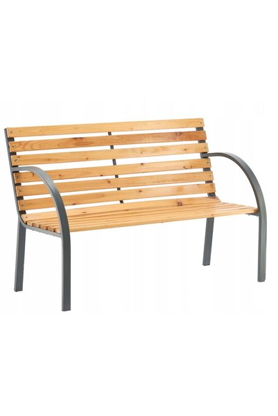 MyOfficeShop Bancă de grădină din lemn, cadru din oțel cu spătar, 120x60x80 c...