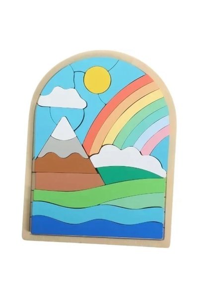 OEM Ξύλινο παιδικό Puzzle 3D 22.7×17.2 εκ. SDS-26123 ουράνιο τόξο με ηφαίστειο