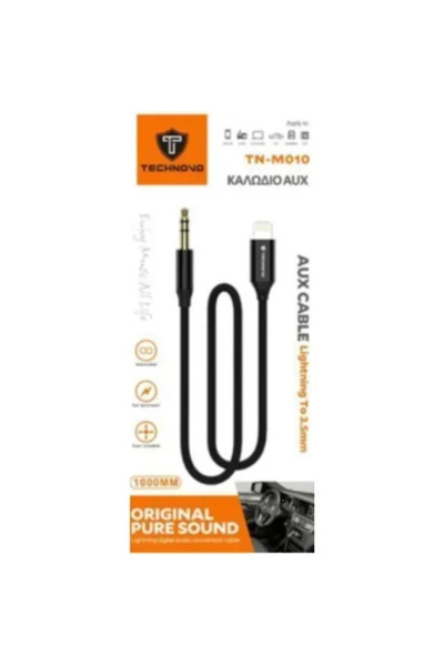 OEM Καλώδιο ήχου Lightning σε 3.5mm Jack male Technovo TN-M010 μαύρο 1m