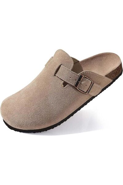 Generic Women's Suede Clogs, Classical Cork Footbed Clogs for Women, Soft Lea...