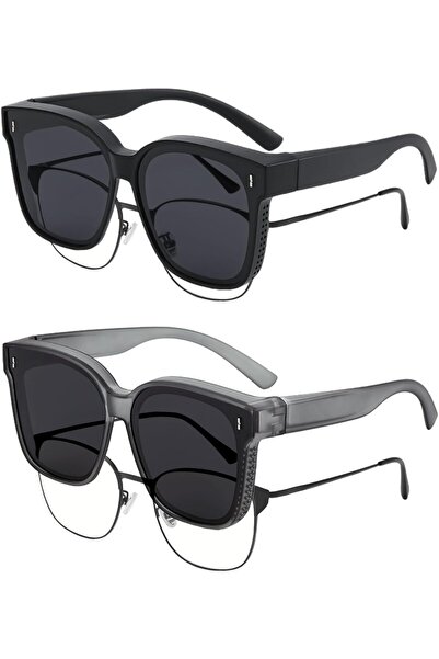 Generic 2 Pack of Polarized Sunglasses, UV Protection Over Glasses for Men an...