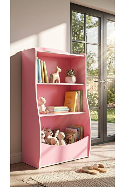 Fakhamah Al Manzil Curved Open Bookshelf for Kids, Floor Standing Picture Boo...