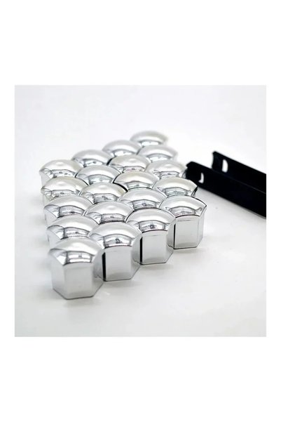 OEM Γυαλιστερά καπάκια μπουλονιών ζαντών 19mm 20 τεμάχια σε ασημί χρώμα