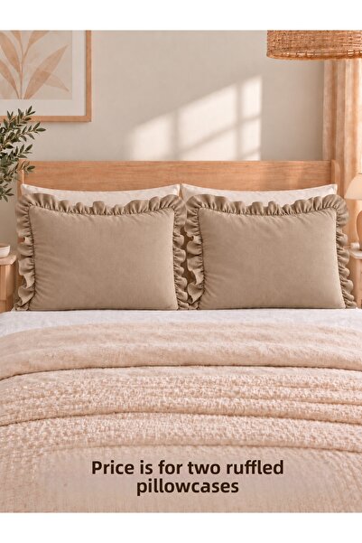 Decamor home İnci Vintage 2 Pieces Milky Brown Pillowcase