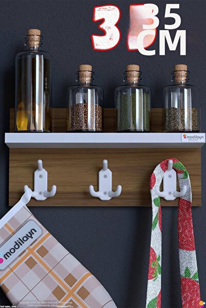 Modilayn Kedi̇ 9-Hook Kitchen Hanger Set of 3 (31.4X19 cm) - Stylish Design, ...