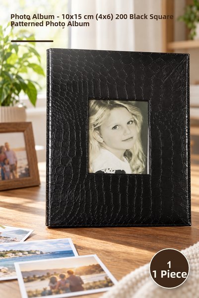 Yenilig 1 قطعة ألبوم صور - 10X15 سم (4X6) 200 قطعة ألبوم صور بنمط مربع أسود