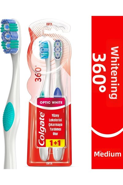 Colgate 360 optical white teeth whitening toothbrush with tongue and cheek cleaner 1+1