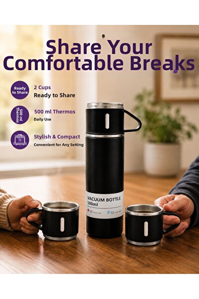 Lisinya 500 ml Heat-Protective Steel Thermos and Cup Set |   Silicone Based, ...