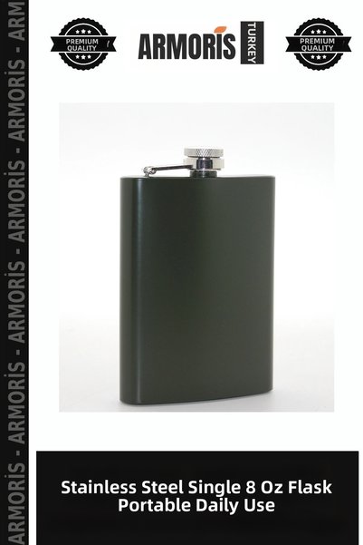 Armoris Stainless Steel Single 8 oz Flask Portable Container for Daily Use