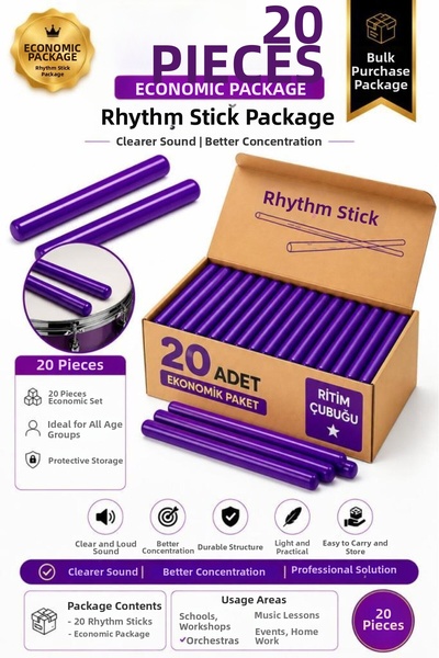 Midex Örf-Bt-25Prp-10X Purple Rhythm Stick Örf Tools Set 25 cm Carbon Fiber W...