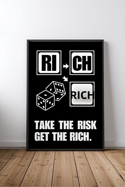 KEYFHOME Fără risc, fără bogăție - Citat motivațional englezesc, poster pe ta...