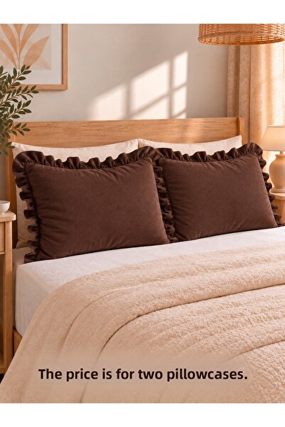Decamor home İnci Vintage 2 Pieces Bitter Brown Pillowcases