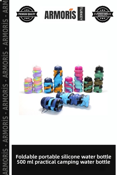 Armoris Foldable Portable Silicone Water Bottle 500 ml Practical Water Bottle...