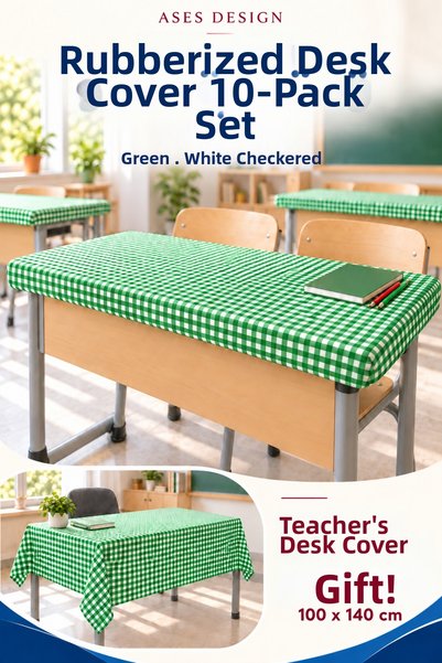 Ases Design Husa de masa verde si alba cu 10 elastice, 100x140 cm, cadou husa...