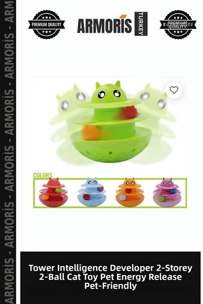 Armoris Tower Intelligence Developer 2-Tier 2-Ball Cat Toy Pet Energy-Throwin...