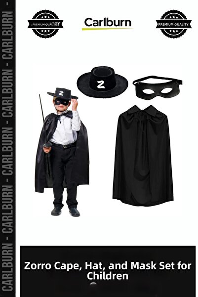 Carlburn Zorro Cape Hat and Mask Set Kids Size Adventure Themed Hero Accessor...