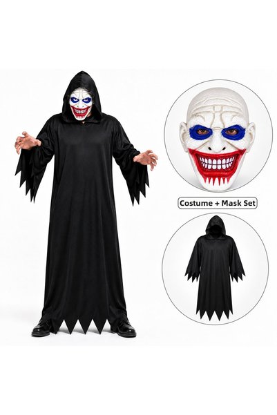 Skygo Set mască de groază Mi Eyed și costum cu glugă neagră 140 cm