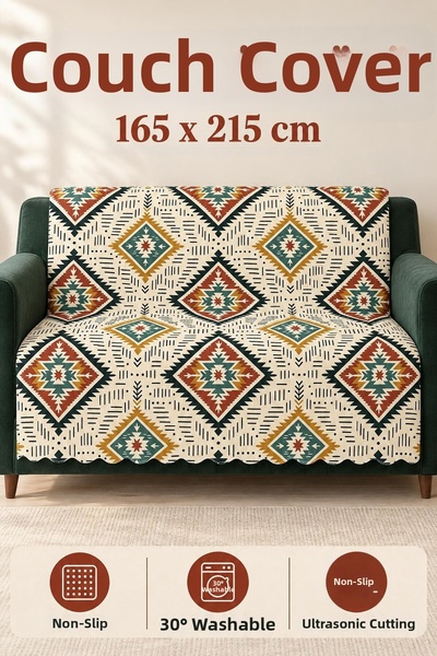 ALANUR غطاء أريكة مخملي متعدد الأغراض مع إسفنج مضاد للانزلاق 165x215 سم غطاء سرير قابل للطي بوهيمي حديث غطاء طاولة للنزهات ALK7