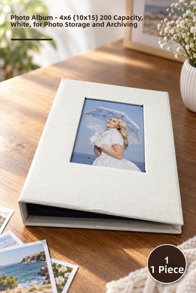 Yenilig 1 ألبوم صور - 4X6 (10X15) 200 صفحة بيضاء، ألبوم صور لتخزين الصور والأ...