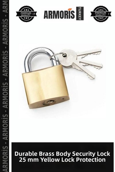 Armoris Durable Brass Body Security Lock 25 mm Yellow Lock Protection
